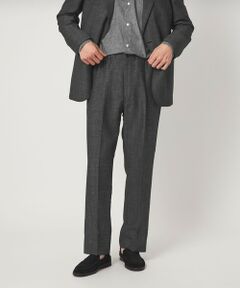 TW リネン デニムライク 01 ワイド 1プリーツ スラックス セットアップパンツ
