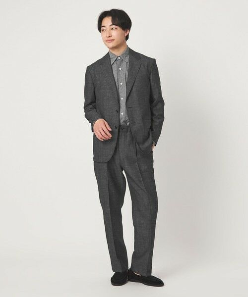 green label relaxing / グリーンレーベル リラクシング スラックス・ドレスパンツ | TW リネン デニムライク 01 ワイド 1プリーツ スラックス セットアップパンツ | 詳細1