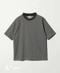green label relaxing / グリーンレーベル リラクシング Tシャツ | A+ COOL ミジンボーダー ビズ クルーネック カットソー Tシャツ -接触冷感・吸水速乾-