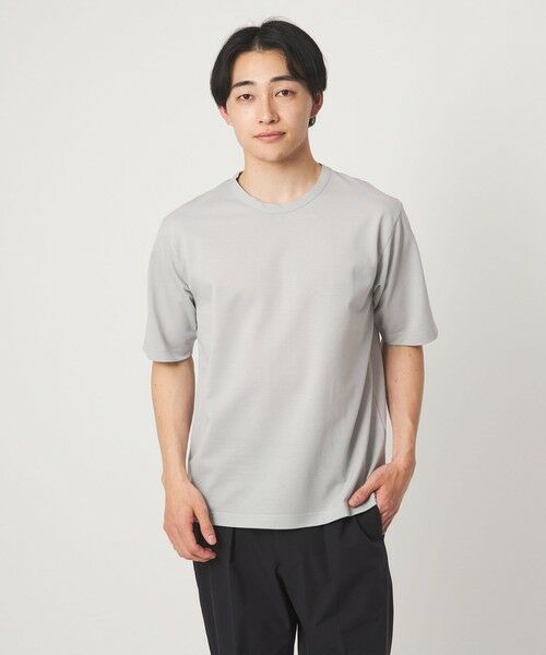 green label relaxing / グリーンレーベル リラクシング Tシャツ | ハイツイスト ツイル クルーネック カットソー（LT.GRAY）