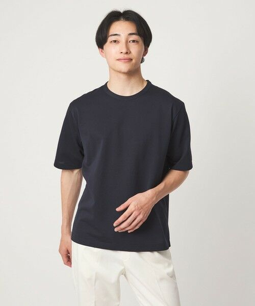 green label relaxing / グリーンレーベル リラクシング Tシャツ | ハイツイスト ツイル クルーネック カットソー（NAVY）
