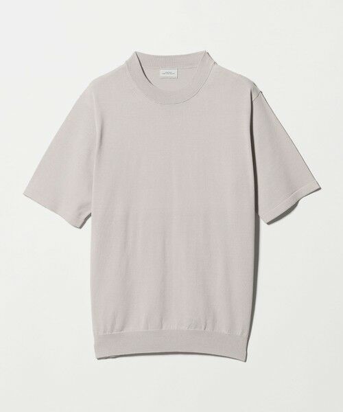 green label relaxing / グリーンレーベル リラクシング ニット・セーター | MTB コットン ハイゲージ モックネック ニット Tシャツ（LT.GRAY）