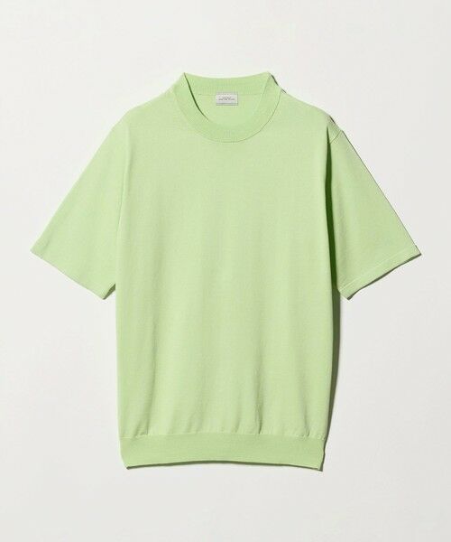 green label relaxing / グリーンレーベル リラクシング ニット・セーター | MTB コットン ハイゲージ モックネック ニット Tシャツ（LIME）