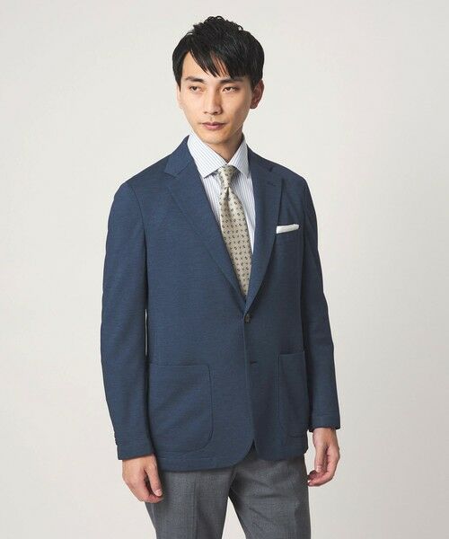 green label relaxing / グリーンレーベル リラクシング テーラードジャケット | ポリエステル ジャージ カノコ 2B ジャケット -ウォッシャブル・ストレッチ・吸水速乾-（NAVY）