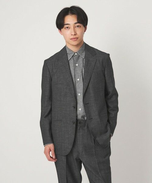 green label relaxing / グリーンレーベル リラクシング テーラードジャケット | ツイル リネン デニムライク 2B 01 セットアップジャケット（BLACK）