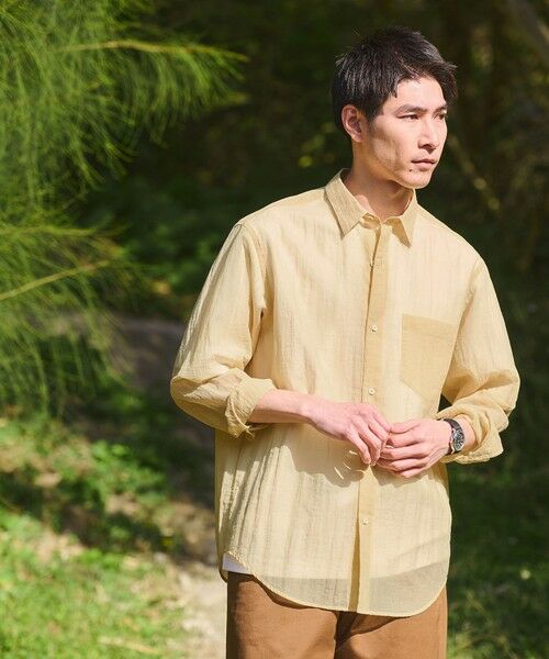 green label relaxing / グリーンレーベル リラクシング シャツ・ブラウス | ナイロン シアー リップストップ 長袖 ジャストルーズ シャツ | 詳細12