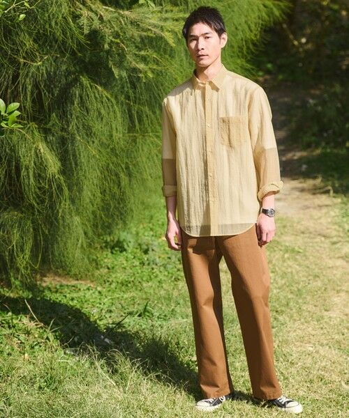 green label relaxing / グリーンレーベル リラクシング シャツ・ブラウス | ナイロン シアー リップストップ 長袖 ジャストルーズ シャツ | 詳細13