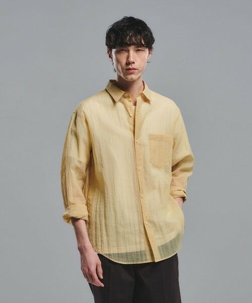 green label relaxing / グリーンレーベル リラクシング シャツ・ブラウス | ナイロン シアー リップストップ 長袖 ジャストルーズ シャツ（YELLOW）