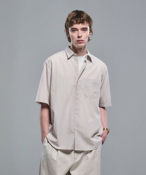 green label relaxing / グリーンレーベル リラクシング シャツ・ブラウス | ウォッシャブルトロ パターン ジャスト ルーズ 半袖 シャツ -ウォッシャブル・ストレッチ-（NATURAL）
