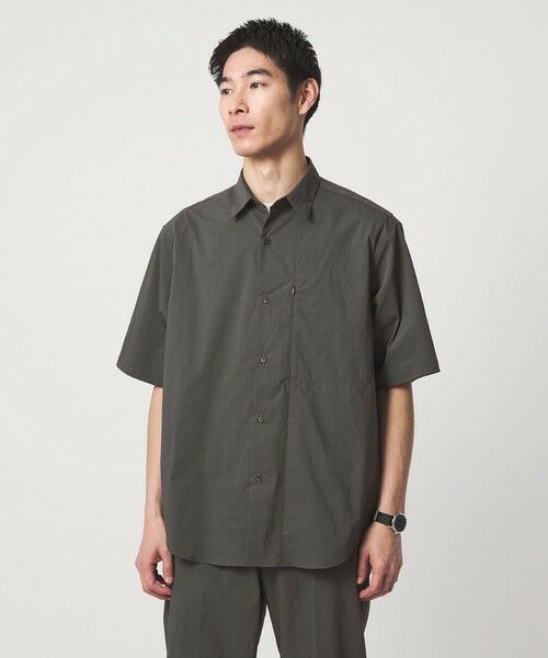 green label relaxing / グリーンレーベル リラクシング シャツ・ブラウス | WONDER CLOTH ジャストルーズ レギュラーカラー 半袖 シャツ -ストレッチ・接触冷感・吸水速乾-（DK.GRAY）