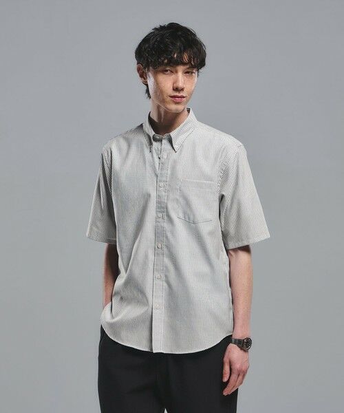 green label relaxing / グリーンレーベル リラクシング シャツ・ブラウス | W/R オックス ボタンダウン 半袖 シャツ(NAVY)