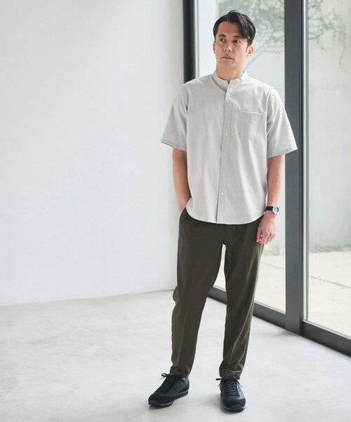 green label relaxing / グリーンレーベル リラクシング シャツ・ブラウス | W/R オックスフォード ストライプ バンドカラー 半袖 シャツ | 詳細7