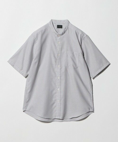 green label relaxing / グリーンレーベル リラクシング シャツ・ブラウス | W/R オックスフォード ストライプ バンドカラー 半袖 シャツ | 詳細8
