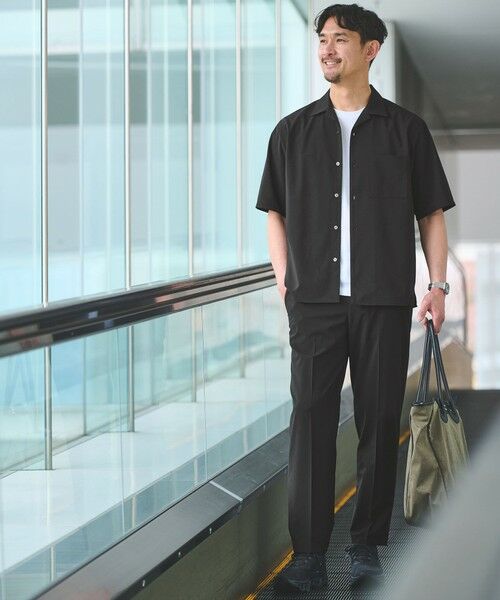green label relaxing / グリーンレーベル リラクシング シャツ・ブラウス | 【WEB限定】JUST fit トロピカル セットアップ シャツ＆スラックス -2WAYストレッチ-（BLACK）
