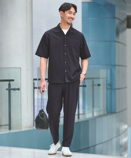 green label relaxing / グリーンレーベル リラクシング シャツ・ブラウス | 【WEB限定】JUST fit トロピカル セットアップ シャツ＆スラックス -2WAYストレッチ-（NAVY）