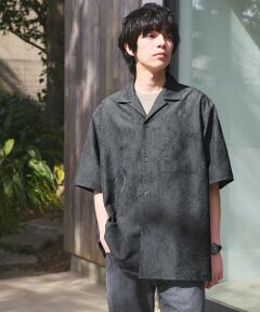green label relaxing / グリーンレーベル リラクシング シャツ・ブラウス | リネンライク ジャガード オープンカラー 半袖 シャツ