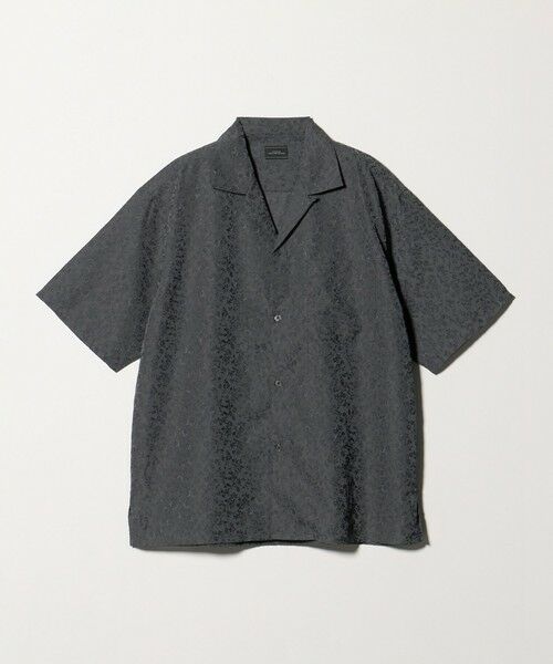green label relaxing / グリーンレーベル リラクシング シャツ・ブラウス | リネンライク ジャガード オープンカラー 半袖 シャツ（MD.GRAY）