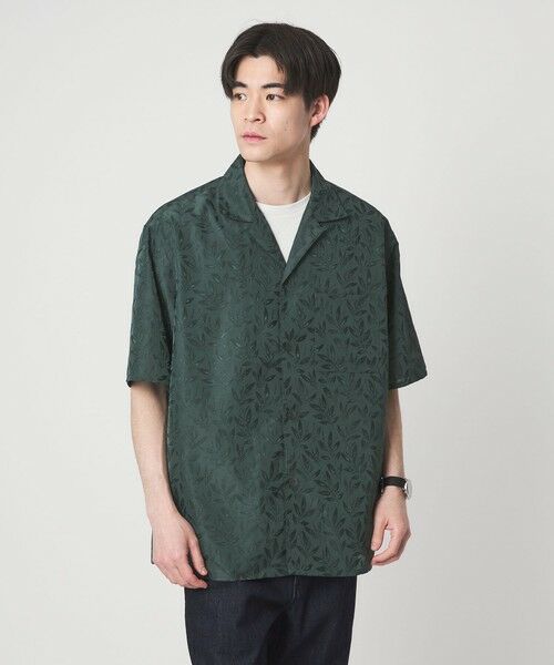 green label relaxing / グリーンレーベル リラクシング シャツ・ブラウス | リネンライク ジャガード オープンカラー 半袖 シャツ | 詳細4