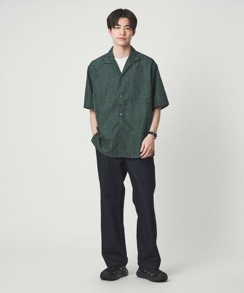 green label relaxing / グリーンレーベル リラクシング シャツ・ブラウス | リネンライク ジャガード オープンカラー 半袖 シャツ | 詳細5