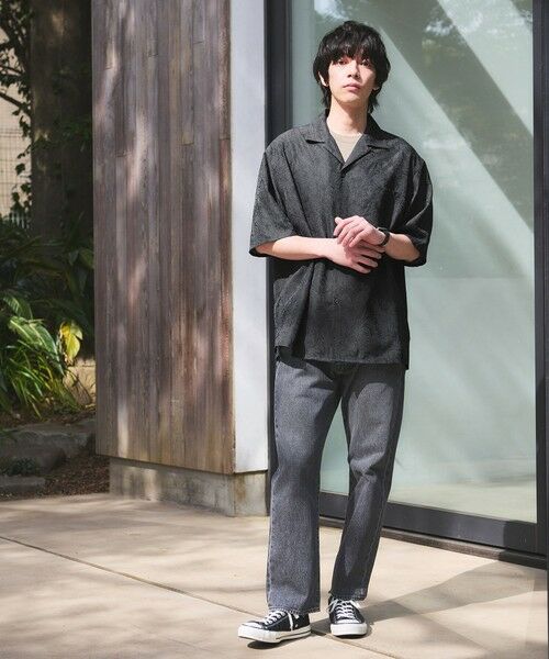 green label relaxing / グリーンレーベル リラクシング シャツ・ブラウス | リネンライク ジャガード オープンカラー 半袖 シャツ | 詳細9