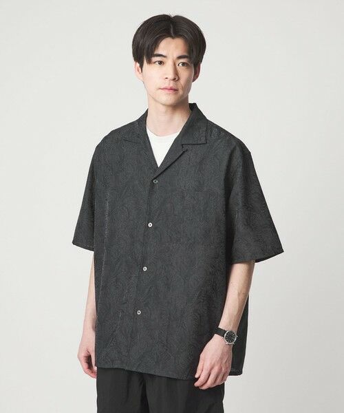 green label relaxing / グリーンレーベル リラクシング シャツ・ブラウス | リネンライク ジャガード オープンカラー 半袖 シャツ | 詳細10