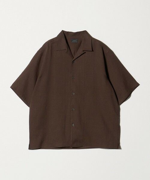 green label relaxing / グリーンレーベル リラクシング シャツ・ブラウス | リネン ポプリン オープンカラー 半袖 シャツ（DK.BROWN）