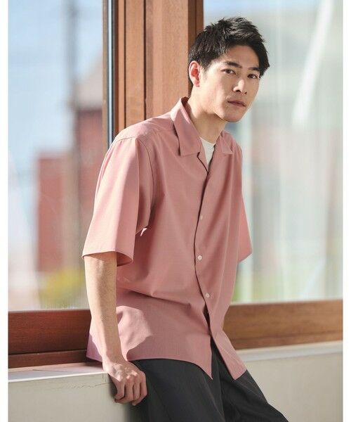 green label relaxing / グリーンレーベル リラクシング シャツ・ブラウス | ウォッシャブルトロ オープンカラー シャツ -ストレッチ-（LT.PINK）
