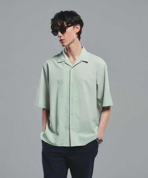 green label relaxing / グリーンレーベル リラクシング シャツ・ブラウス | ウォッシャブルトロ オープンカラー シャツ -ストレッチ-（LIME）