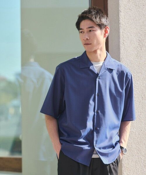 green label relaxing / グリーンレーベル リラクシング シャツ・ブラウス | ウォッシャブルトロ オープンカラー シャツ -ストレッチ-（ROYAL）