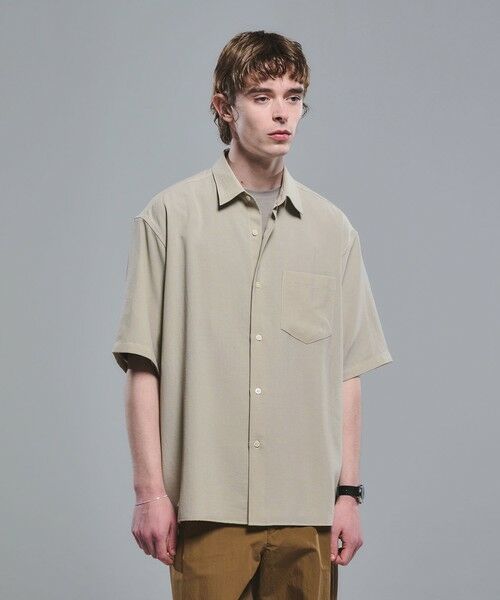 green label relaxing / グリーンレーベル リラクシング シャツ・ブラウス | ワッシャー ポプリン ボックスシルエット 半袖 シャツ（BEIGE）