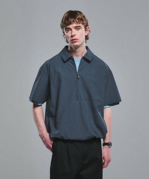 green label relaxing / グリーンレーベル リラクシング シャツ・ブラウス | 【別注】＜Marmot＞ハーフジップ 半袖 シャツ -はっ水-（NAVY）