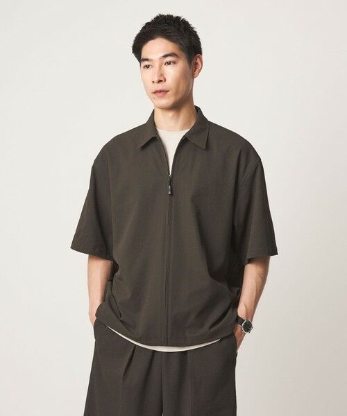 green label relaxing / グリーンレーベル リラクシング シャツ・ブラウス | 【WEB限定】＜GLR or＞ジップ ショートスリーブ 半袖 シャツ -吸水速乾-（DK.BROWN）