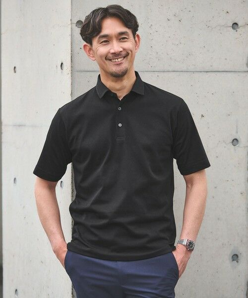 green label relaxing / グリーンレーベル リラクシング ポロシャツ | 【WEB限定】JUST fit デイリー ドライ カッタウェイ 半袖 ポロシャツ -吸水速乾・抗菌-（BLACK）