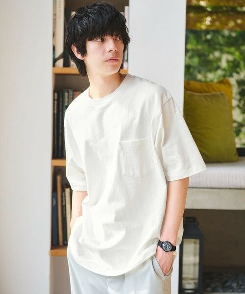 green label relaxing / グリーンレーベル リラクシング Tシャツ | ヴィンテージライク ヘビーウェイト ドローストリング 半袖 Tシャツ カットソー（WHITE）