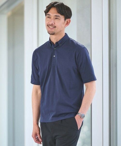 green label relaxing / グリーンレーベル リラクシング ポロシャツ | 【WEB限定】JUST fit デイリー ドライ ボタンダウン 半袖 ポロシャツ -吸水速乾・抗菌-（NAVY）