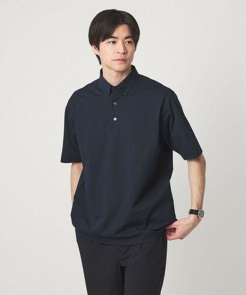 green label relaxing / グリーンレーベル リラクシング ポロシャツ | ドライ サッカー ボタンダウン 半袖 ポロシャツ -吸水速乾-(NAVY)