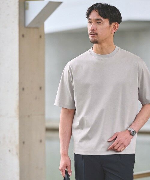 green label relaxing / グリーンレーベル リラクシング Tシャツ | 【WEB限定】JUST fit ポンチ 半袖 Tシャツ カットソー -汗染み防止-（LT.GRAY）