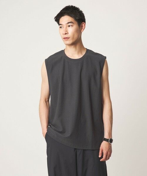 green label relaxing / グリーンレーベル リラクシング タンクトップ | アムンゼン ノースリーブ Tシャツ（DK.GRAY）