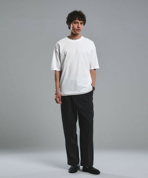 green label relaxing / グリーンレーベル リラクシング Tシャツ | ピケ フェイクレイヤード クルーネック 半袖 Ｔシャツ | 詳細1