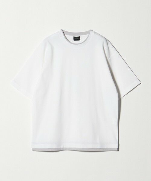 green label relaxing / グリーンレーベル リラクシング Tシャツ | ピケ フェイクレイヤード クルーネック 半袖 Tシャツ(WHITE)