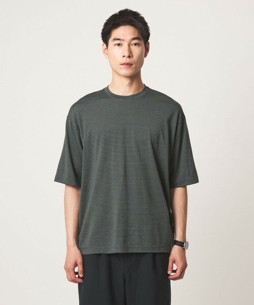 green label relaxing / グリーンレーベル リラクシング Tシャツ | FINE BASIC ボーダー Super100’s ウール 半袖 Tシャツ | 詳細2