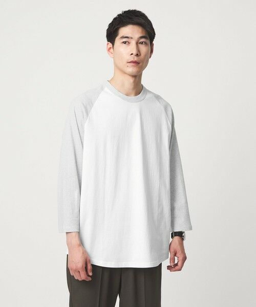 green label relaxing / グリーンレーベル リラクシング Tシャツ | 【WEB限定】＜GOAT＞ベースボール 8分袖 Tシャツ（LT.GRAY）