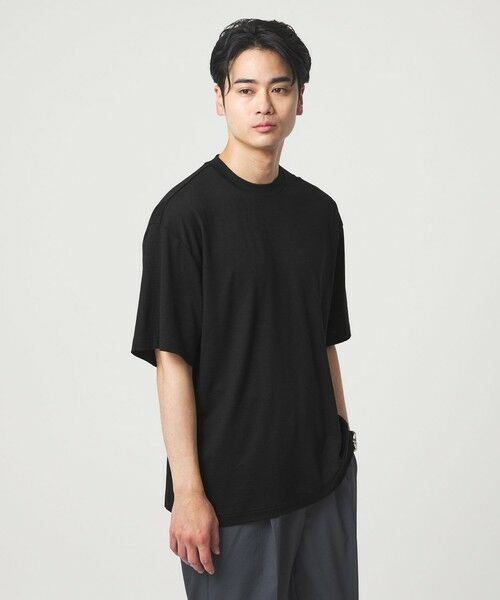 green label relaxing / グリーンレーベル リラクシング Tシャツ | 【別注】＜Marmot＞メリノウール 半袖 Tシャツ（BLACK）