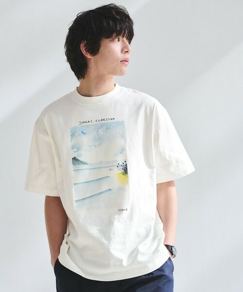 green label relaxing / グリーンレーベル リラクシング Tシャツ | 【別注】＜Jonas Claesson＞SEA アート 半袖 Tシャツ（WHITE）