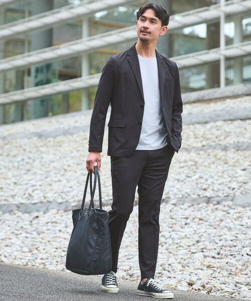 green label relaxing / グリーンレーベル リラクシング セットアップ | 【WEB限定】JUST fit エアリーカルゼ ナロー セットアップ-2WAYストレッチ・吸水速乾-（NAVY）