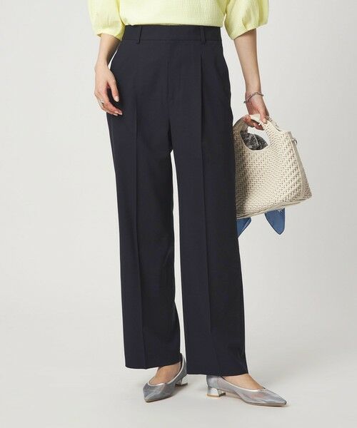 green label relaxing / グリーンレーベル リラクシング スラックス・ドレスパンツ | ［size SHORTあり］ライト カチリラ ストレート パンツ（NAVY）