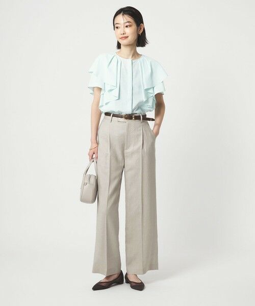 green label relaxing / グリーンレーベル リラクシング スラックス・ドレスパンツ | ［size SHORT/TALLあり］ライト リネンライク ストレート パンツ UVカット 通気性 | 詳細2
