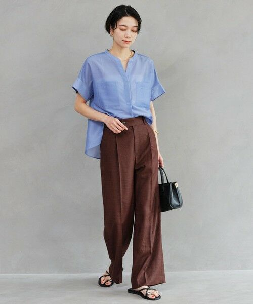 green label relaxing / グリーンレーベル リラクシング スラックス・ドレスパンツ | ［size SHORT/TALLあり］ライト リネンライク ストレート パンツ UVカット 通気性 | 詳細13