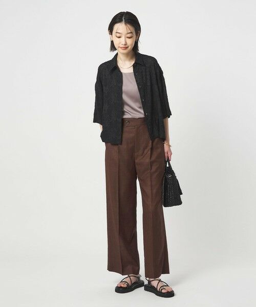 green label relaxing / グリーンレーベル リラクシング スラックス・ドレスパンツ | ［size SHORT/TALLあり］ライト リネンライク ストレート パンツ UVカット 通気性 | 詳細21