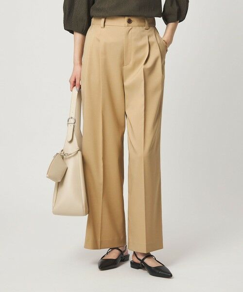 green label relaxing / グリーンレーベル リラクシング スラックス・ドレスパンツ | ［size SHORT/TALLあり］ツイル イージー ワイド パンツ（BEIGE）